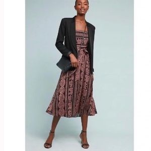 Strapless Vanessa Virginia Jardin Jacquard Floral Midi Dress | Anthro | US 8